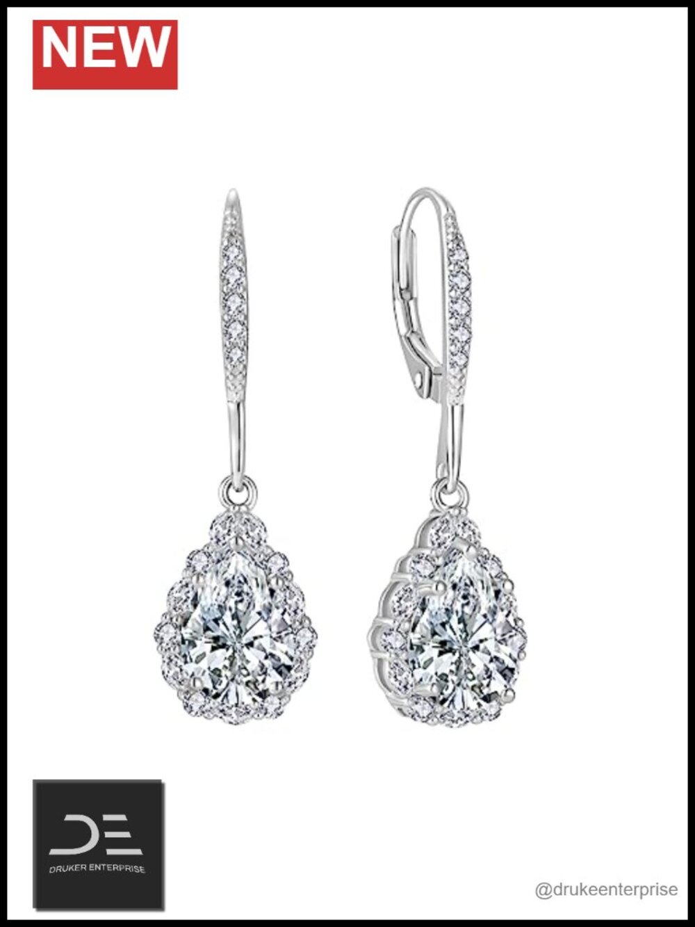 Sterling Silver Dangle Drop Earrings with Cubic Zirconia Birthstone for Women